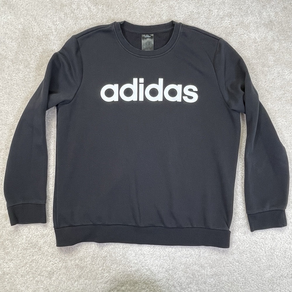 adidas Essentials Linear Sweatshirt Womens XL Black Long Sleeve Logo